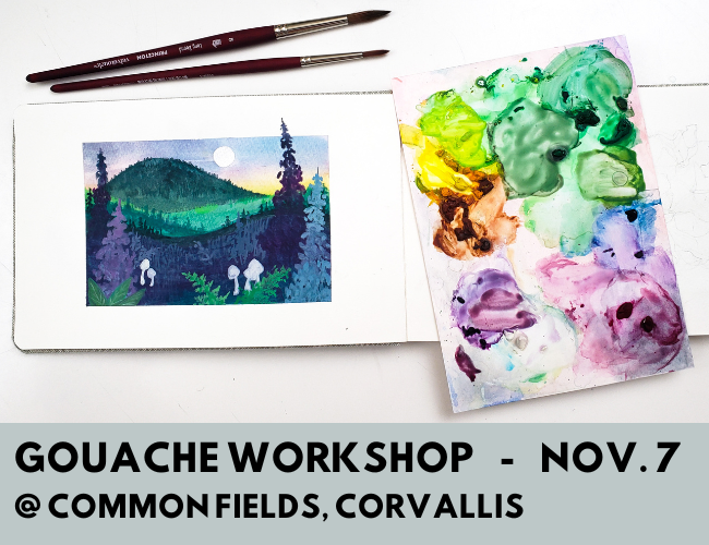 Fantasy Landscape Gouache Painting @ Common Fields